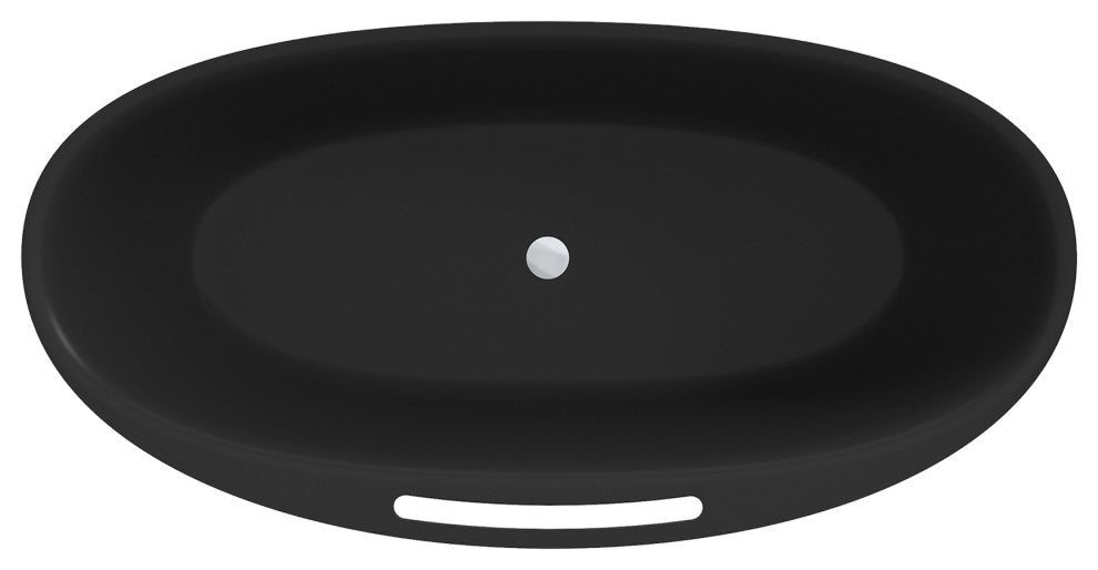 63in Solid Surface Freestanding Bathtub in Matte White, Matte Black