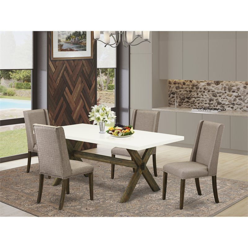 5-Piece Dining Set, 4 Chairs and Table, Distressed Jacobean