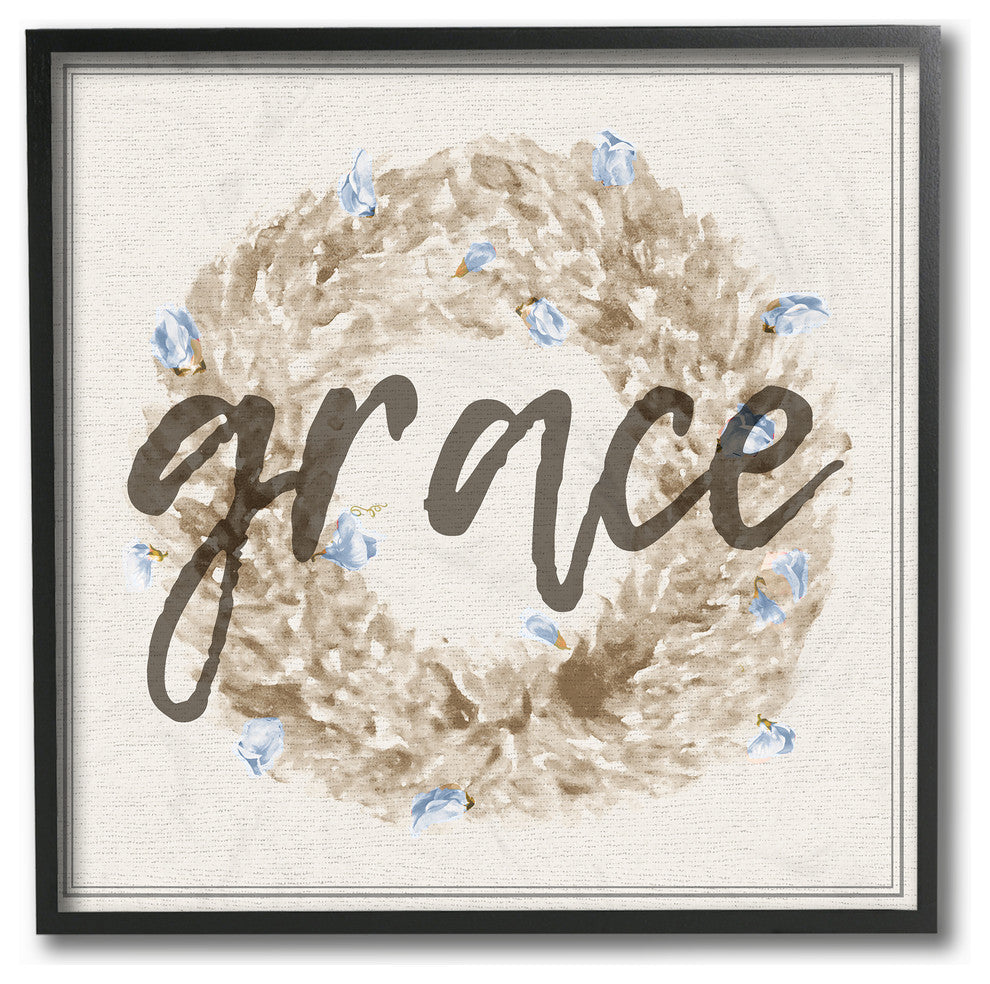 "Grace Floral Wreath" 12x12, Framed Giclee Texturized Art