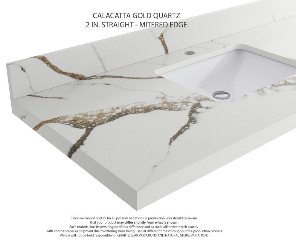 Nashville 48" Single Sink Bath Vanity, White 2" Calacatta Gold