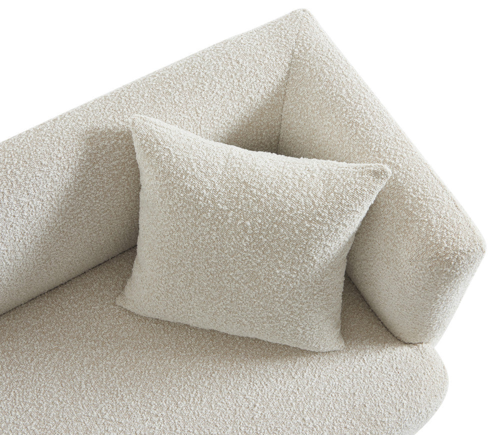 Marcel Boucle Fabric Upholstered Loveseat, Cream