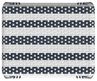 Robias Rectangular Rattan 24.5" Counter Stool, White and Navy Stripe