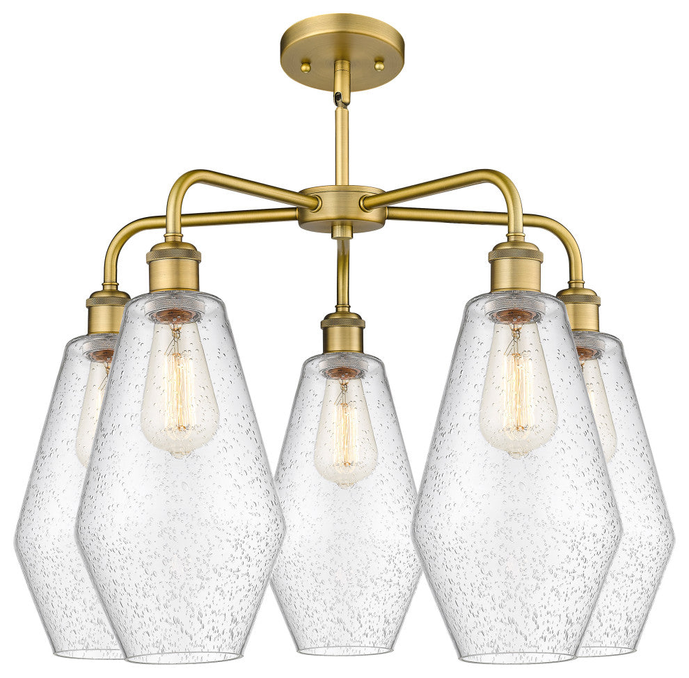 Cindyrella 5-Light 25" Stem Chandelier, Brushed Brass, Seedy Shade