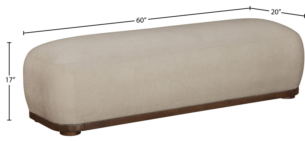 Calum Upholstered Bench, Beige, Chenille Fabric, Brown Walnut Finish