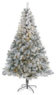 7' Flocked Rock Springs Spruce Faux Xmas Tree W/ Lights & Bendable Branches