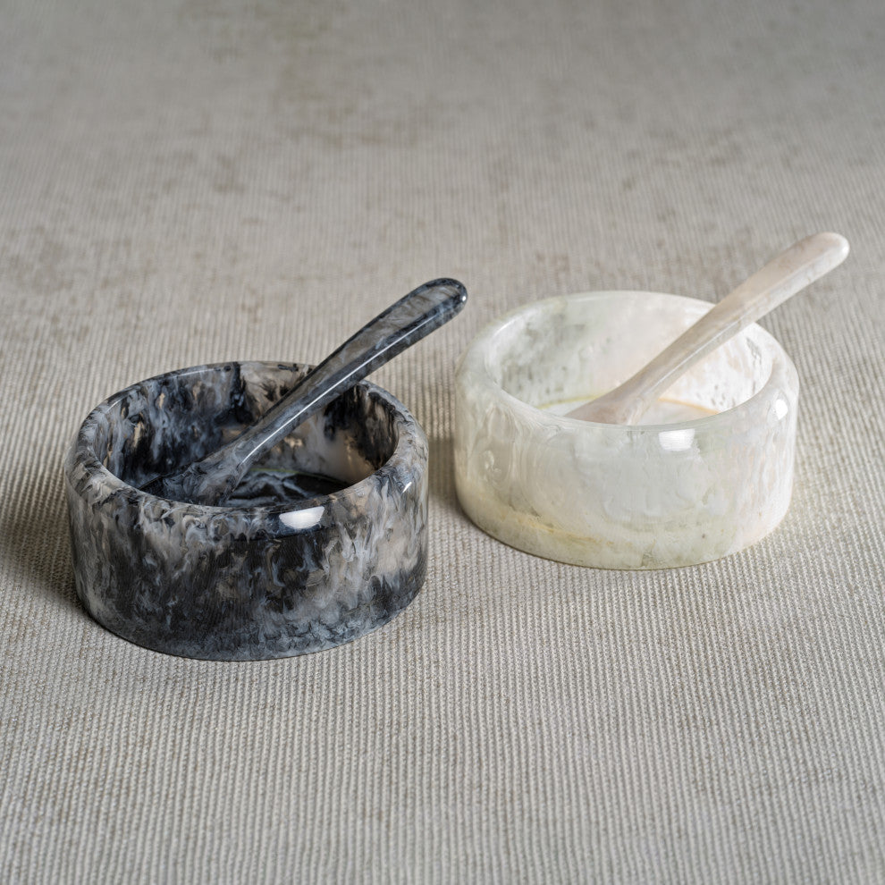 Seppi Resin Condiment Bowl with Spoon, Black