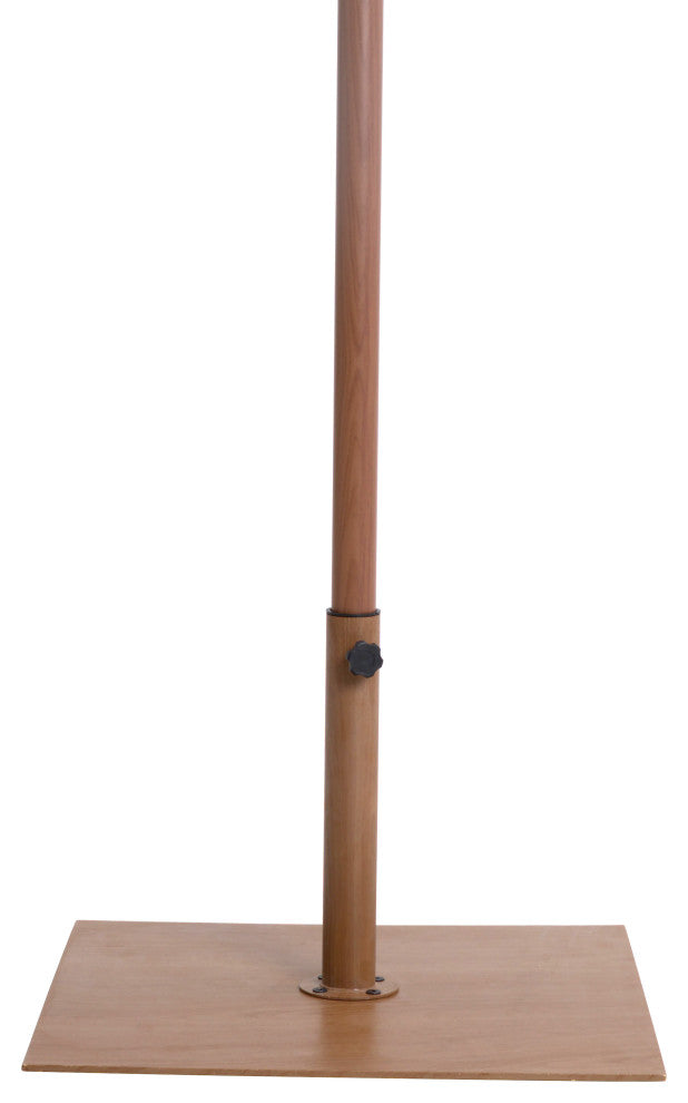 Fiji Patio Umbrella and Base, Beige, Teak Pole, Teak Belize Base