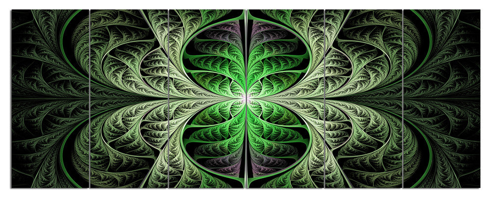 Fabulous Green Fractal Texture, Abstract Canvas Art Print, 70"x28", 6 Panels