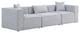 Cube Upholstered Modular Sofa, Gray, 3-Piece: 1 Armless Chair, 2 Corner Chair, Linen Texured Fabric