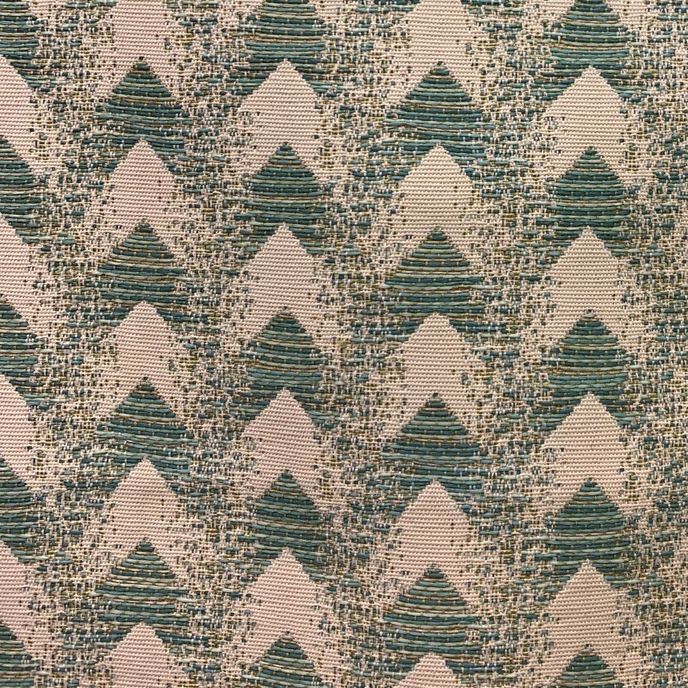 Plutus Forest Jade Sea Green Chevron Luxury Outdoor/Indoor Throw Pillow, 12"x20"