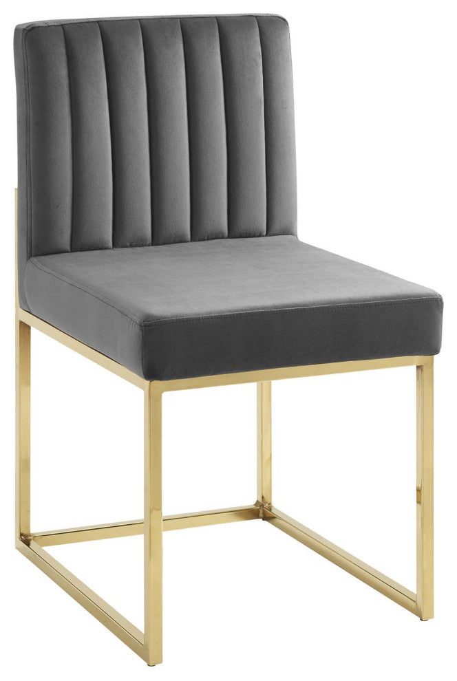 Carriage Dining Chair Performance Velvet Set of 2 - Gold Charcoal