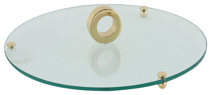 Ring Glass Pedestal Tray, Gold