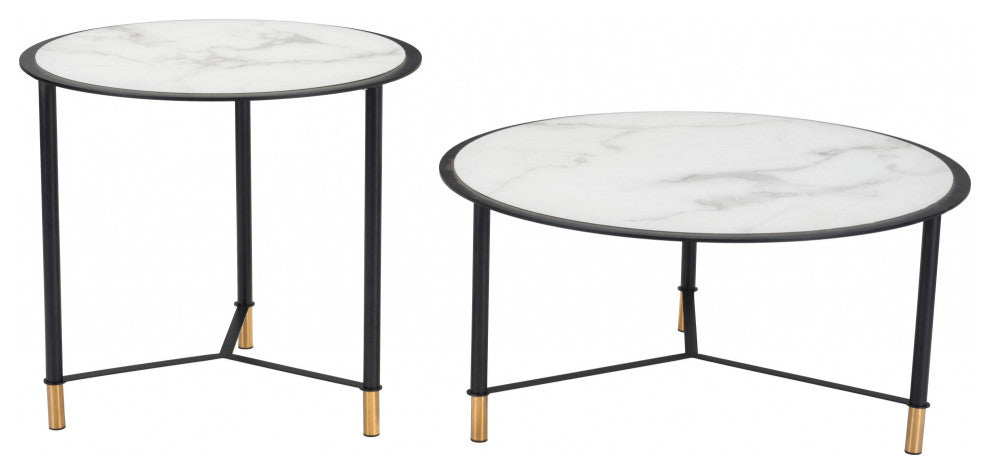 Set of 2 Davis Coffee Tables Black and White