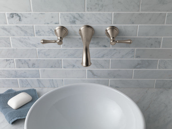 Delta Cassidy 2 Handle Wall Mount Bathroom Faucet Trim, Stainless, T3597LF-SSWL