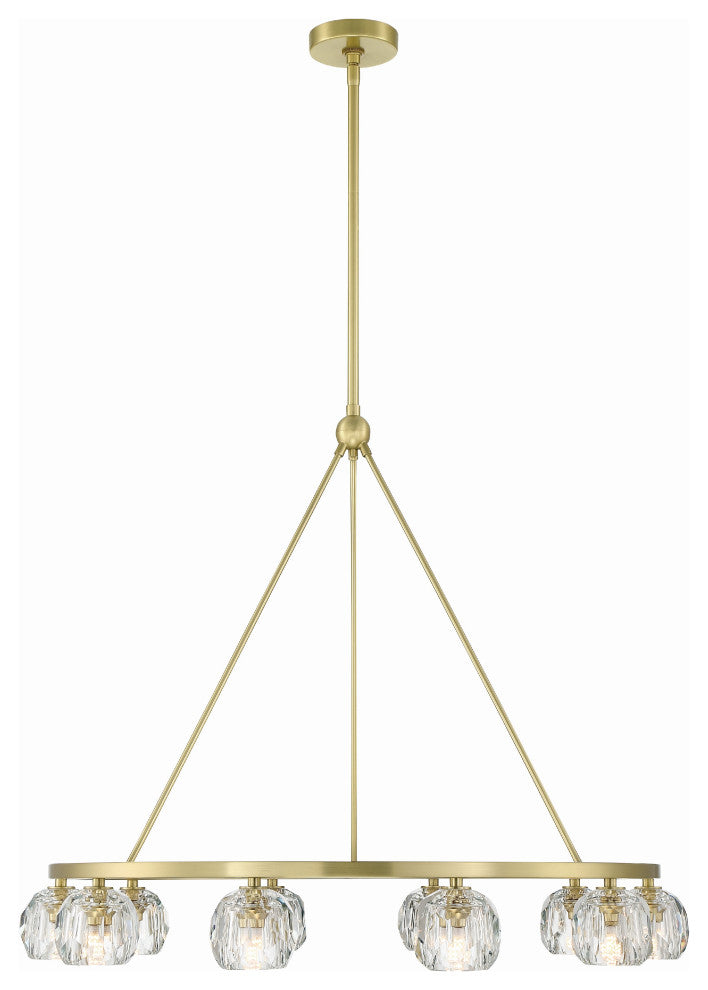 Aragon 10-Light Soft Brass Chandelier, Faceted Cut Crystal