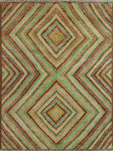 Balochi Bradlee Light Green/Red Rug, 4'10x6'5