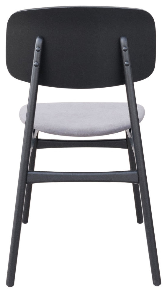 Dining Chair, Set of 2, Fabric, Wood, Gray, Black, Bar Kitchen Cafe Bistro