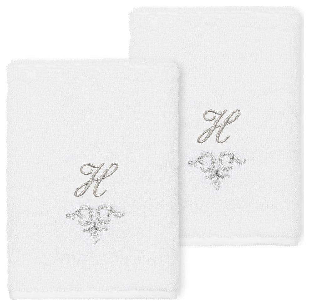 Linum Home Turkish Cotton Monica 2-Piece Embellished Washcloth Set, White