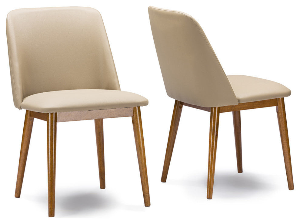 Lavin "Walnut" Light Brown/Beige Faux Leather Dining Chair, Set of 2