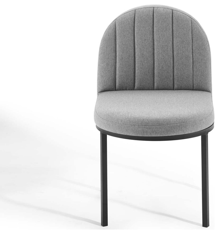 Side Dining Chair, Fabric, Black Gray, Cafe Bistro Restaurant Hospitality