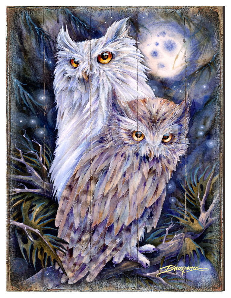 Night Watch Owls Wooden Wall Art, X-Large 36x24