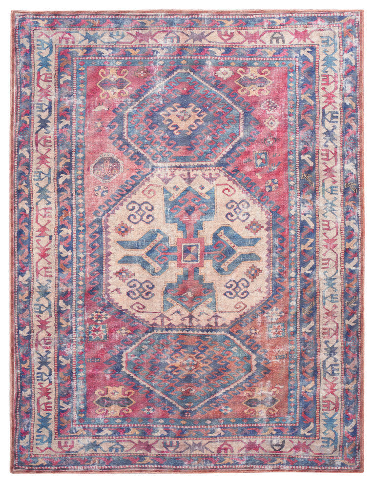 Nicole Curtis Nc Series 1 8' x 10' Red/Navy Machine Washable Area Rugs