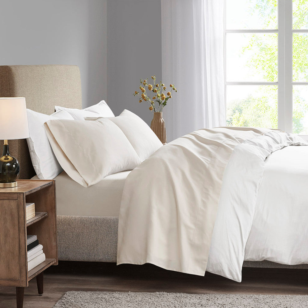 Madison Park Microcell 3M Scotchgard Moisture Treatment Sheet Set, Ivory, Full