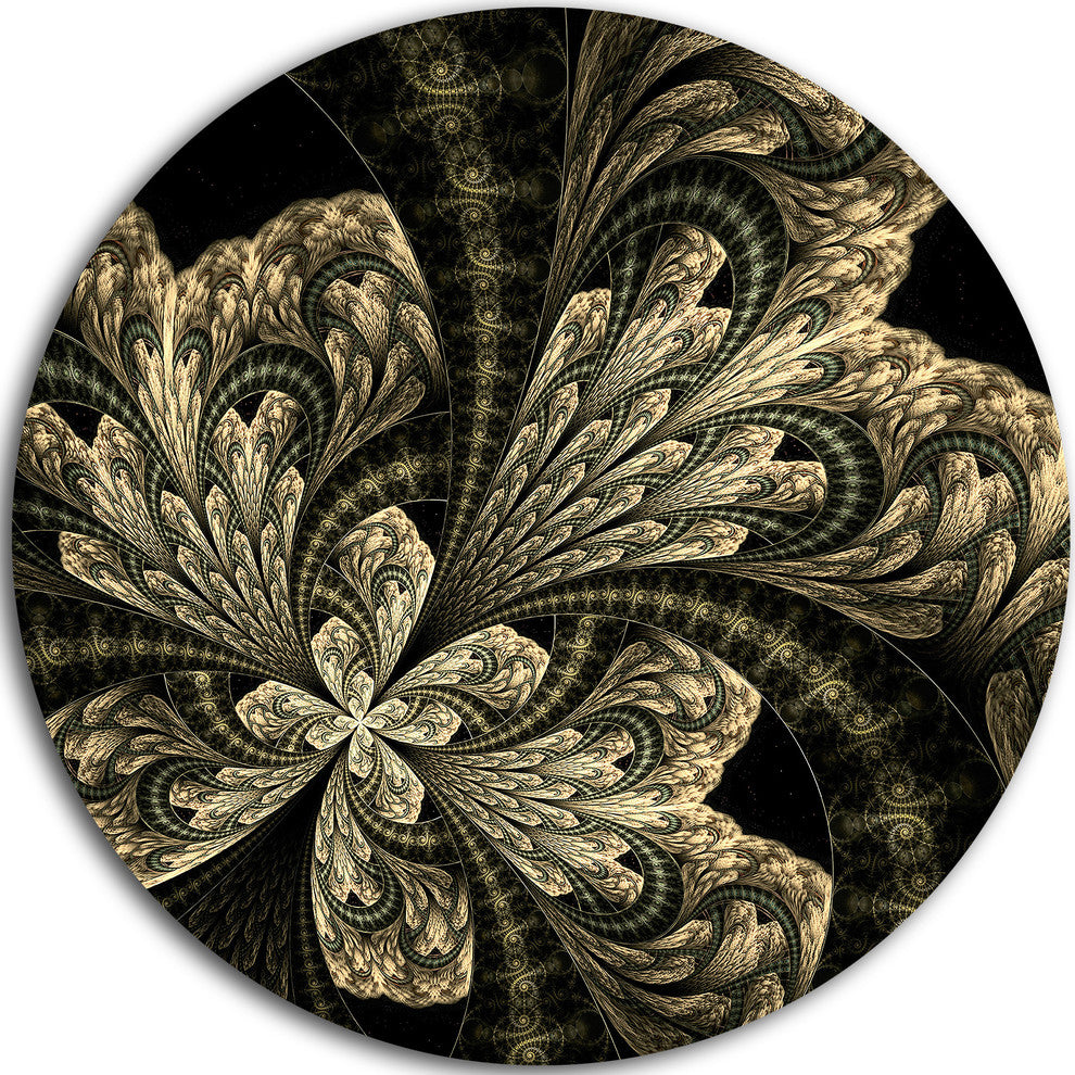 Symmetrical Brown Fractal Flower, Floral Round Wall Art, 36"