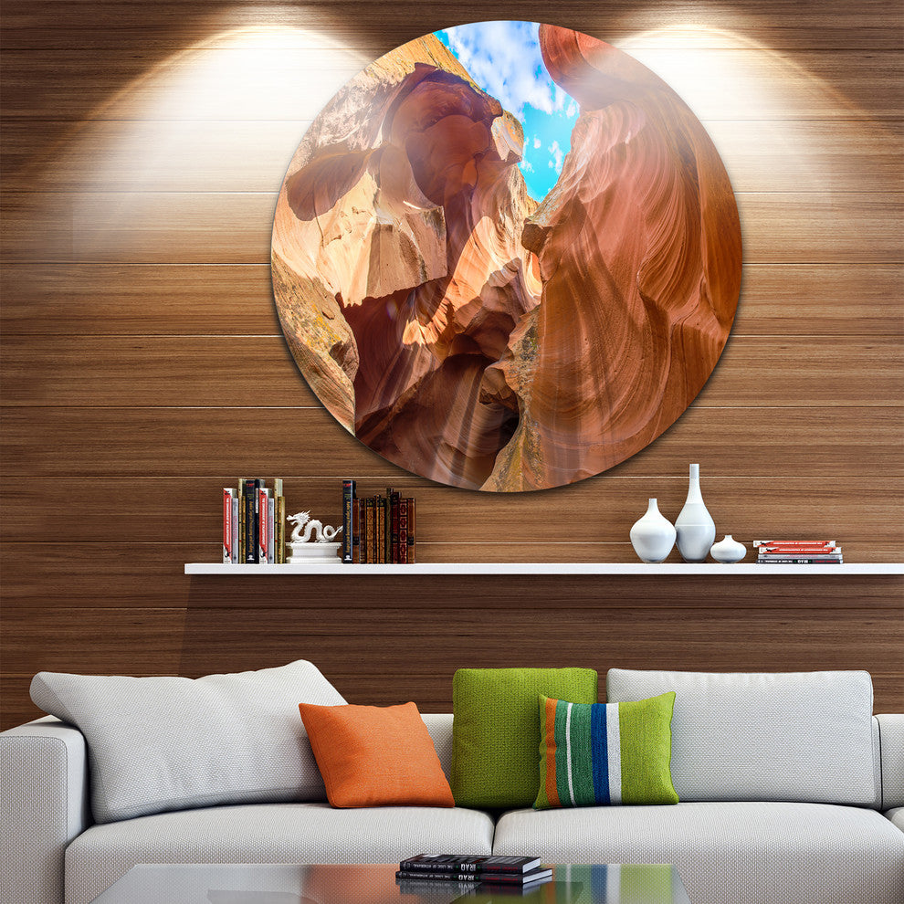 Sky From Antelope Canyon, Landscape Photo Disc Metal Artwork, 38"