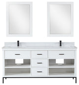 Kesia White Bathroom Vanity Set, 72", With Mirror
