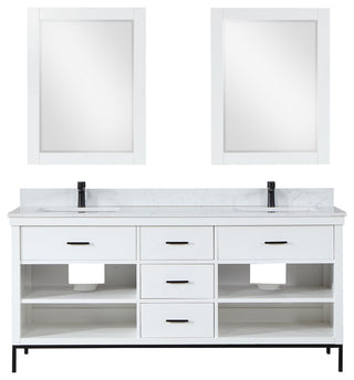 Kesia White Bathroom Vanity Set, 72", With Mirror