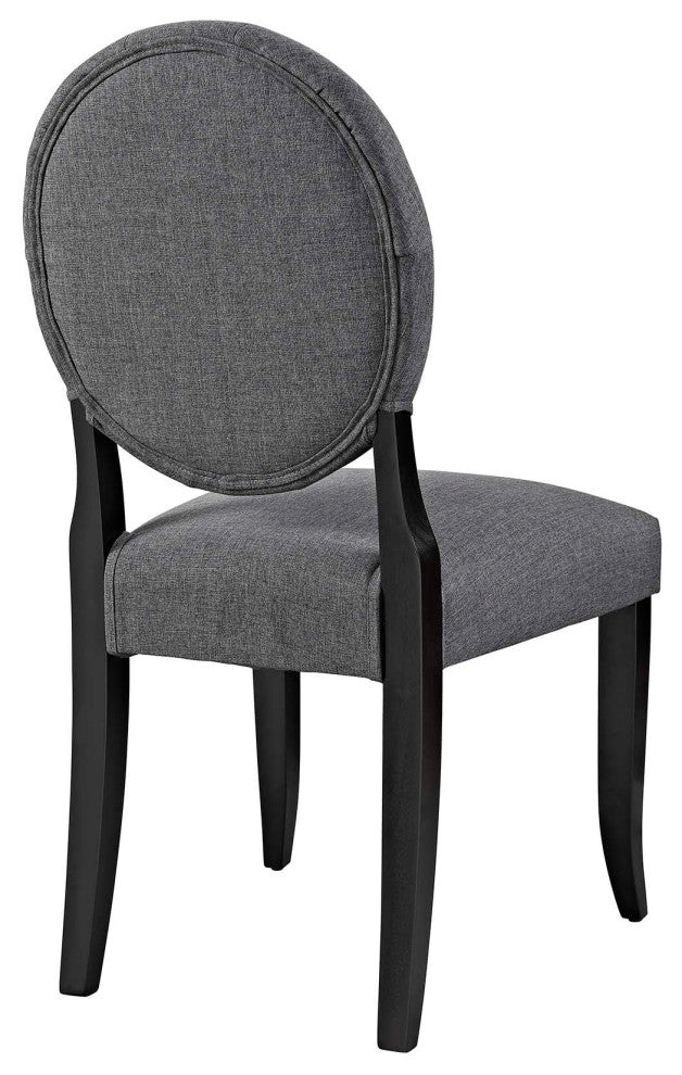 Gray Button Dining Side Chair Upholstered Fabric Set of 2