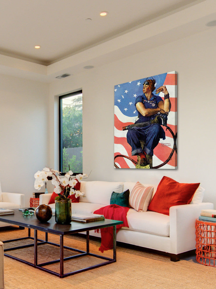 "Rosie the Riveter" Painting Print on Canvas by Norman Rockwell