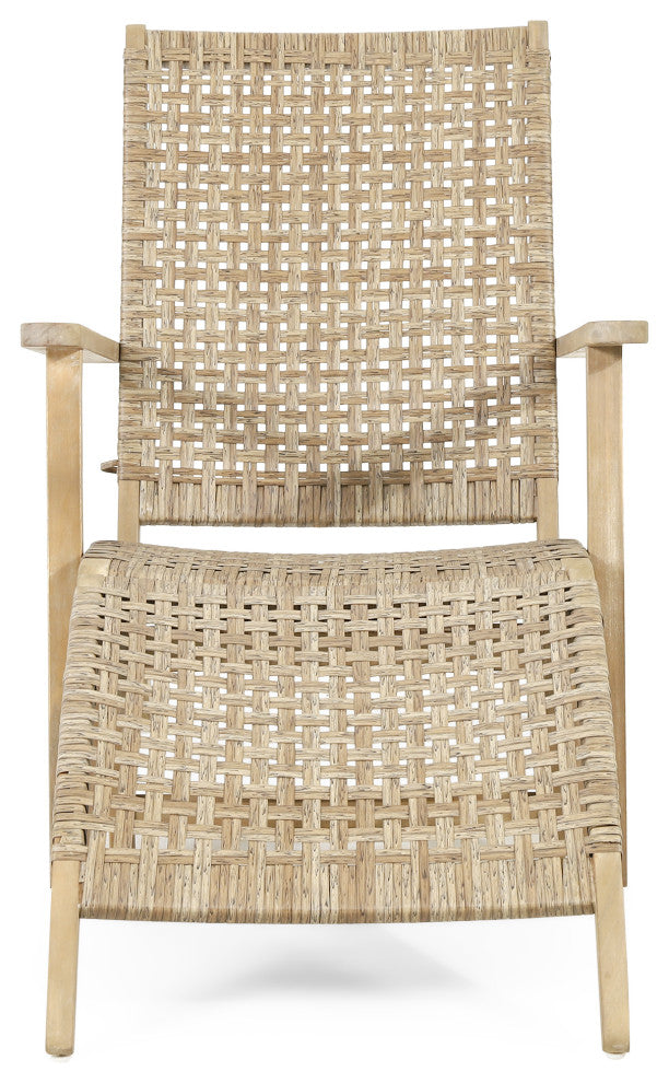Arlost Outdoor Wicker Lounge Chair With Ottoman, Set of 2