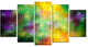 Colorful Sky with Blur Stars, Contemporary Canvas Print Art, 60"x32", 5 Panels