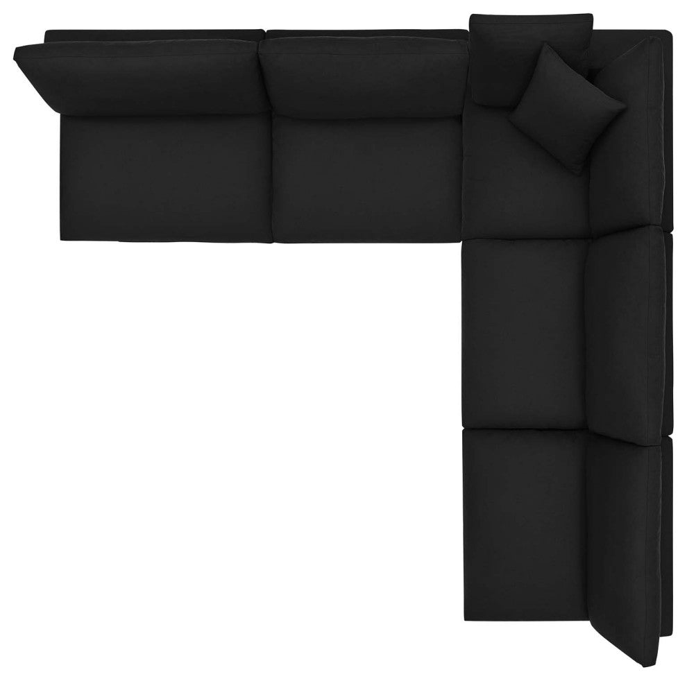 Modular Sectional Deep Sofa Set, Black, Fabric, Modern, Lounge Cafe Hospitality