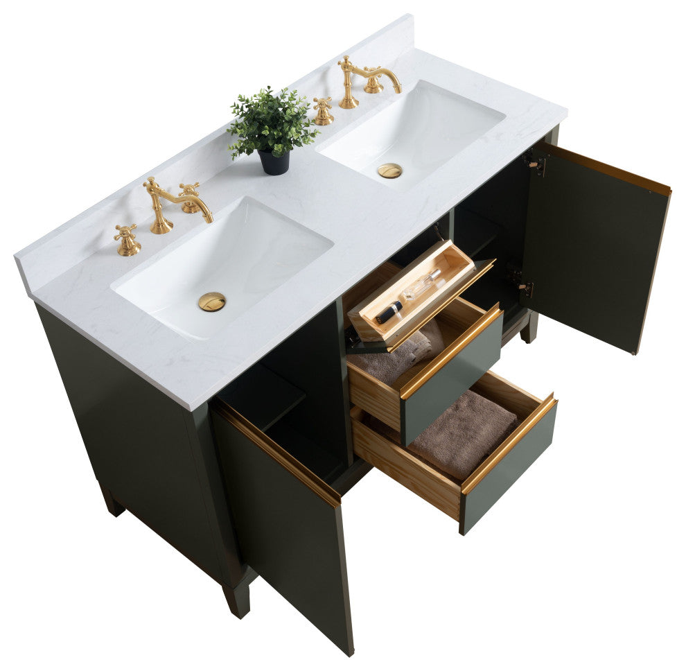 Vanity Art Bathroom Vanity With Sink, Vintage Green, 54" Double