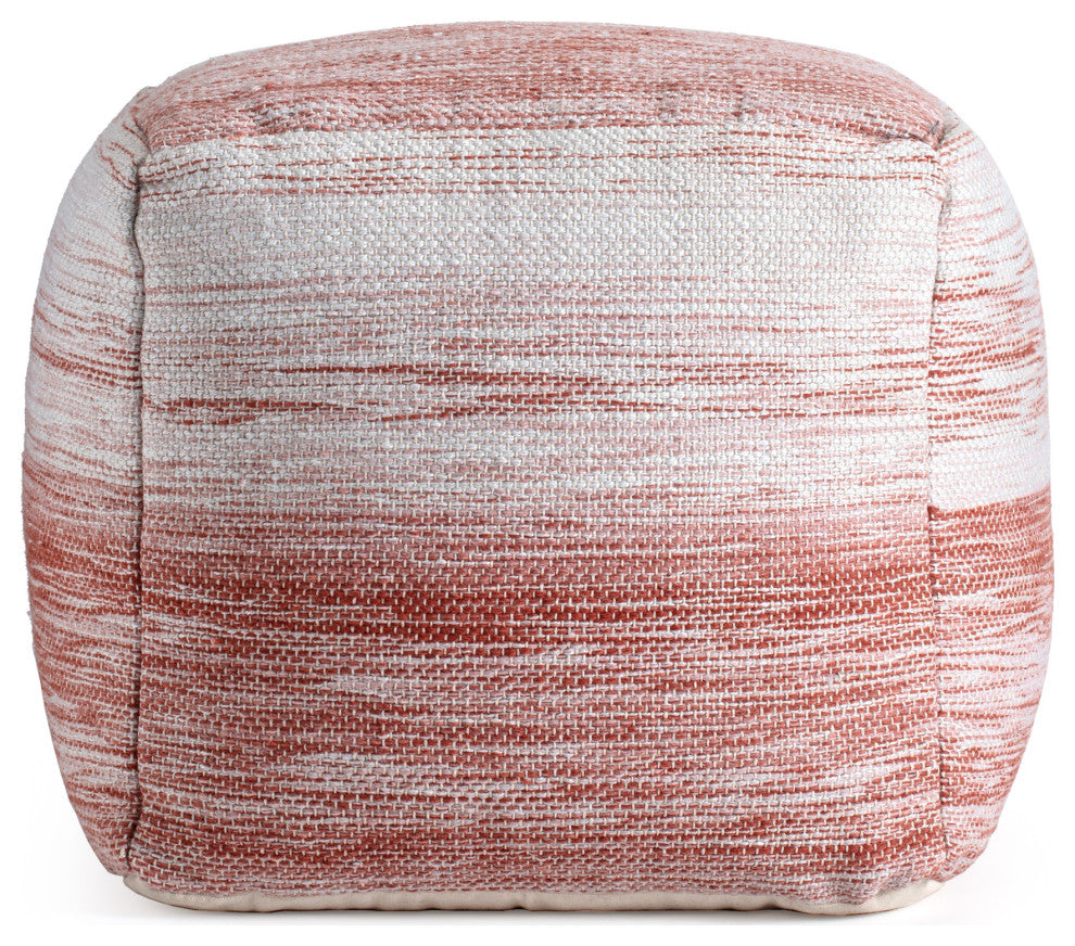 Caledonia 20" x 20" x 20" Red and Ivory Pouf