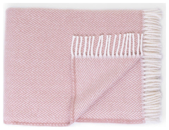 Pink and White Dreamy Soft Herringbone Throw Blanket