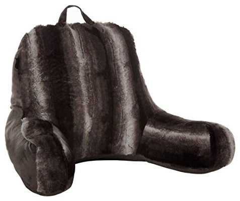 Faux Fur Reading Lounge Pillow, Brown & White Striped Chinchilla