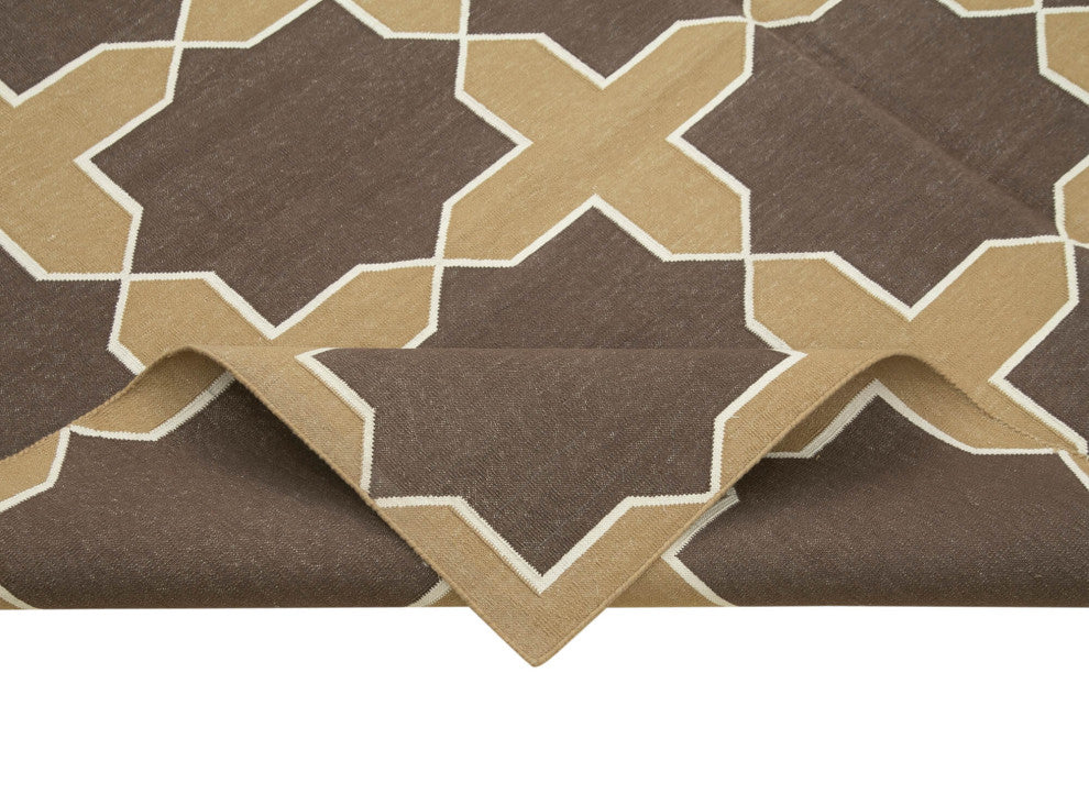 Rug N Carpet - Handmade Wool 6' 3'' x 9' 1'' Geometric Dhurrie Kilim Rug