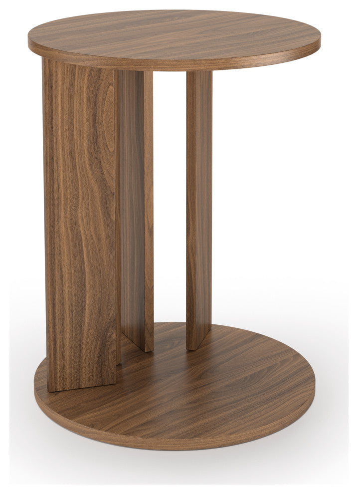 Large Mid Century Modern Sofa Side Table, Walnut