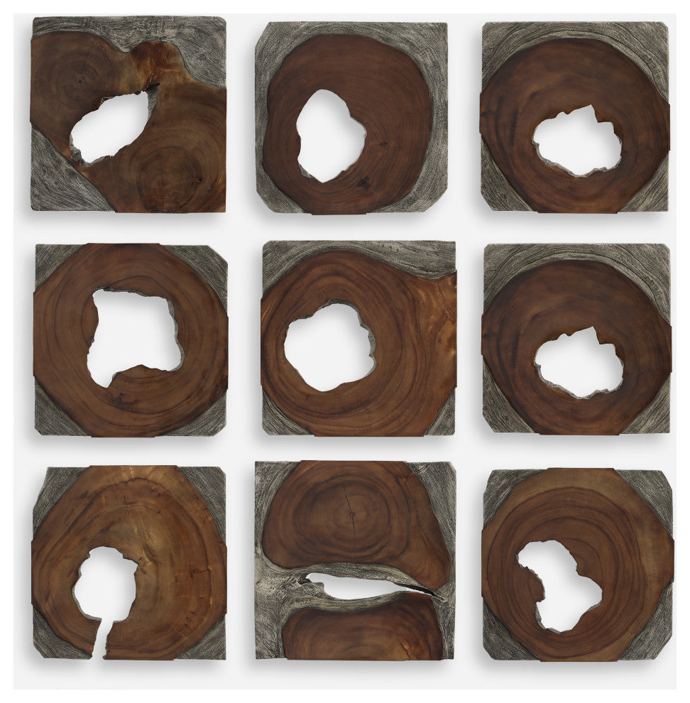 Uttermost Jungle Wood Paneled Wall Art, 9-Piece Set