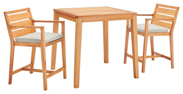 Portsmouth 3 Piece Outdoor Patio Karri Wood Bar Set Natural Taupe
