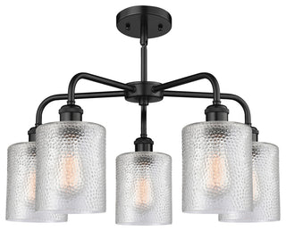 Cobbleskill 5-Light 23" Stem Chandelier, Matte Black Finish, Clear Shade