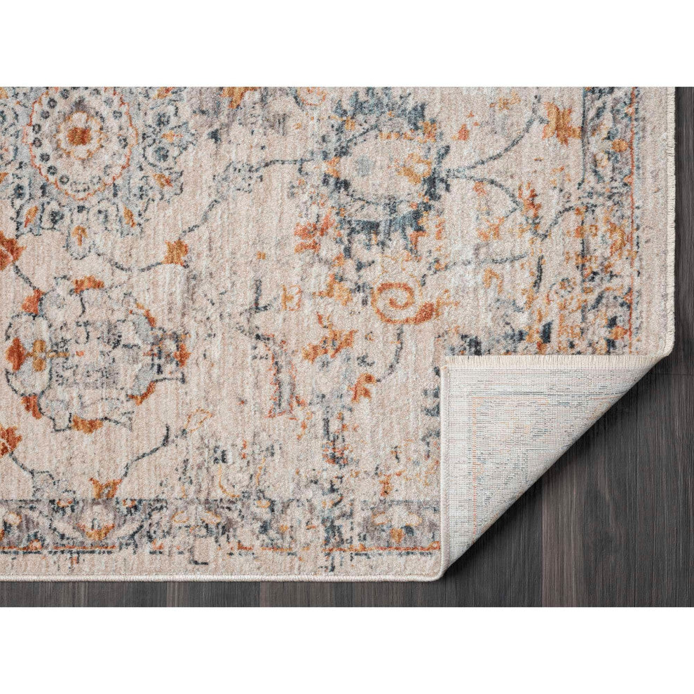 Manor Persian Floral Area Rug, Silver, 2'6"x7'3"