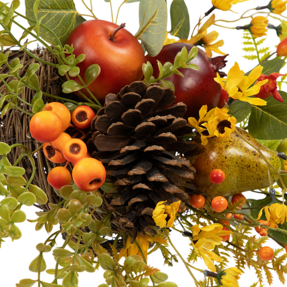 Apples and Pears Cornucopia Fall Harvest Decoration, 20"