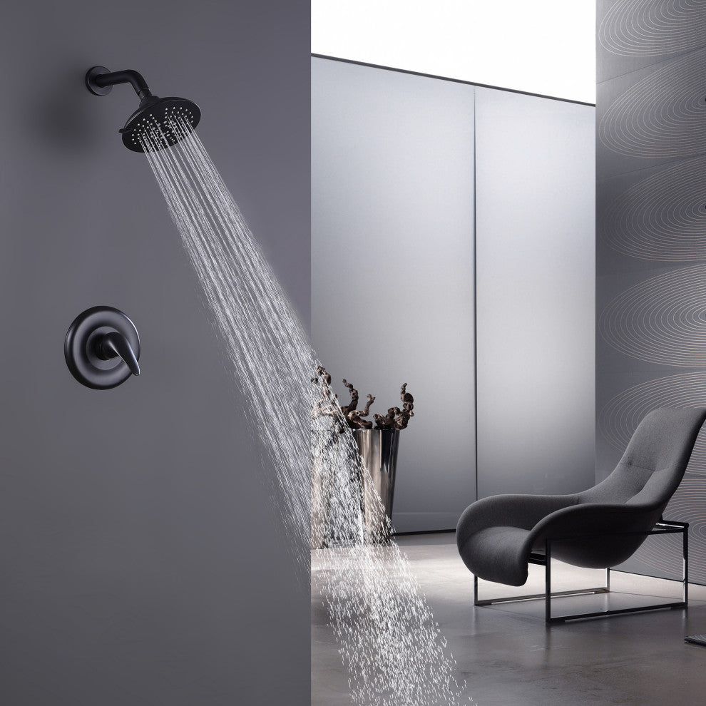 Pressure Balanced 5-Function Shower Faucet with Rough-in Valve, Matte Black