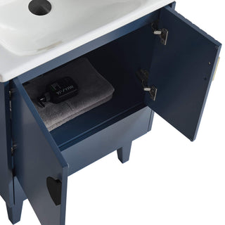 Venezian Single Bathroom Vanity, Navy Blue, 24", Black Handles, One Sink