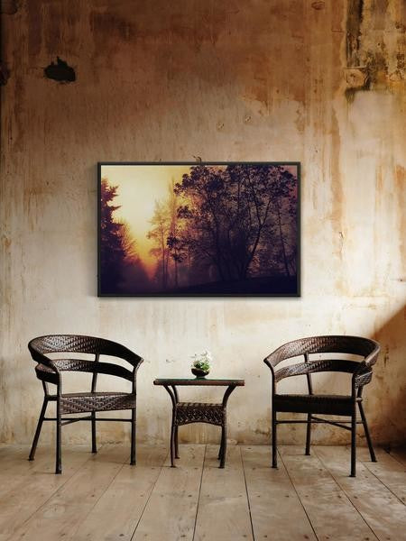 "Misty Sunrise" Floater Framed Painting Print on Canvas, 60"x40"
